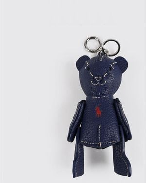 Polo Ralph Lauren Llavero Con Forma De Oso De Piel Graneada Con Logo Pony - Azul
