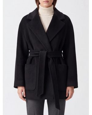 Tagliatore Short Alpaca Wool Belted Robe Coat - Black