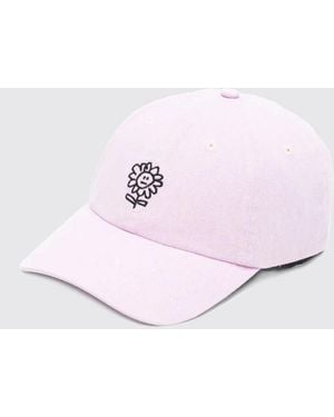sunflower Embroidered Cotton Denim Hat - Pink