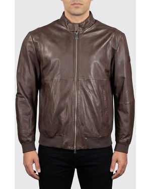 Peuterey Leather Bomber - Brown