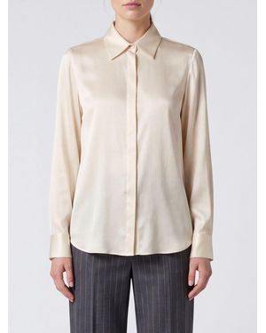 Dondup Slim Fit Satin Shirt With French Collar And Concealed Buttoning - Natural