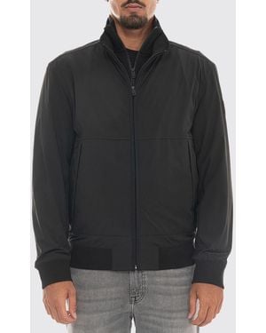 BOSS Water-Repellent Softshell Bomber Jacket With High Neck And Zip Closure - Black