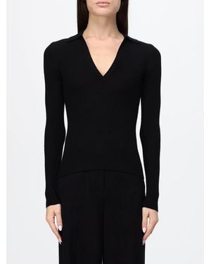 Max Mara Slim Fit V-Neck Polo Sweater - Black