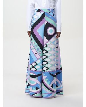 PUCCI Vivara Silk Twill Palazzo Trousers - Blue