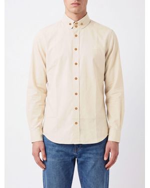 Vivienne Westwood Slim Fit Cotton Shirt With Button-Down Collar - Natural