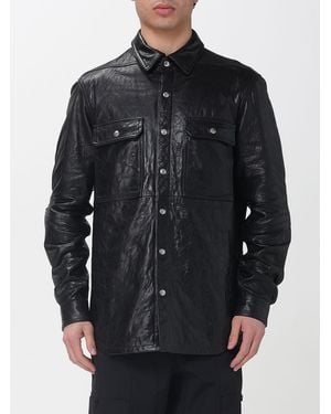 Rick Owens Crinkled Effect Leather Overshirt - Black