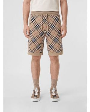 Burberry Vintage Check Cotton-Blend Drawstring Shorts - Natural