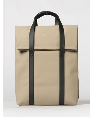 Rains 2 Way Waterproof Polyester Tote Backpack With Flap Closure - Natural