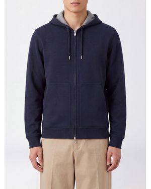 Brunello Cucinelli Sudadera De Algodón Con Cremallera Completa Y Capucha Con Cordón - Azul