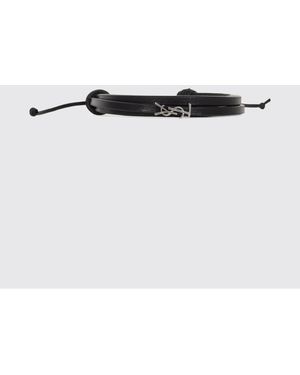 Saint Laurent Pulsera Cassandre De Piel Y Latón - Negro