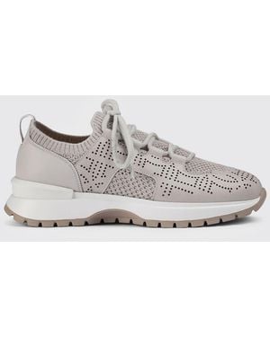 Doucal's Perforated Leather And Crochet Knit Sneakers - White