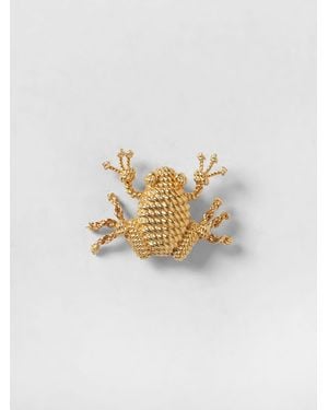 Loewe Rana-Coloured Brass Brooch With Engraved Logo - White