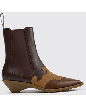 Camper Anita Bicolor Suede And Smooth Leather Chelsea Ankle Boots - Brown