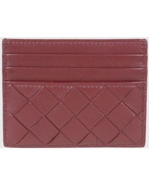 Bottega Veneta Flat Woven Nappa Calfskin Card Holder With 7 Slots - Purple
