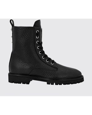 Philipp Plein Lace-Up Grained Leather Combat Boots With Lug Sole - Black