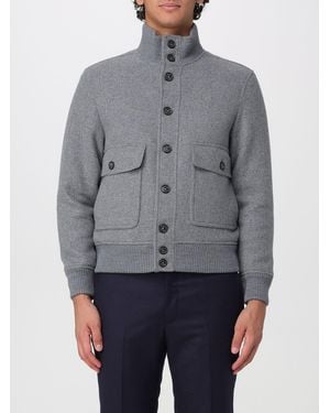 Brooksfield Wool Blend Bomber Jacket With High Collar And Ribbed Hems - Grey