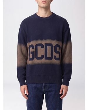 Gcds Wool Blend Crew-Neck Sweater With Contrast Logo - Blue