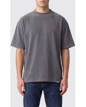Represent Camiseta De Cuello Redondo De Algodón Con Logo En Contraste - Gris