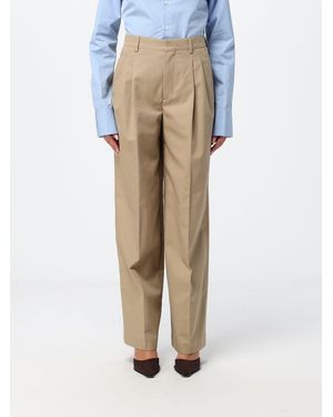 Ami Paris High-Waisted Wide-Leg Cotton Palazzo Pants - Natural