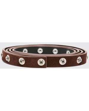 The Attico Studded Suede Leather Belt - White