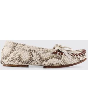 Paris Texas Python Print Leather Loafers Indiana - Natural
