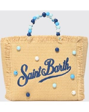 MC2 Saint Barth Colette Basttasche Mit Gesticktem Logo Und Blumenmuster - Blau