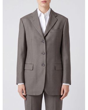 Tagliatore Single-Breasted Virgin Wool Blazer With Peak Lapels - Grey