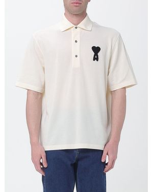 Ami Paris Cotton Polo Shirt With Logo - White