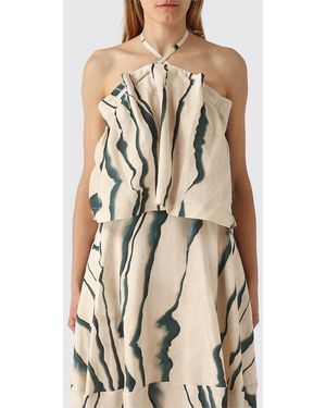 Liviana Conti Printed Linen Top - Natural