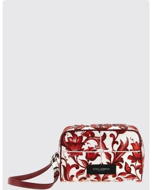 Dolce & Gabbana Dolce &Amp Gabbana Majolica Print Leather And Cotton Crossbody Bag - Red