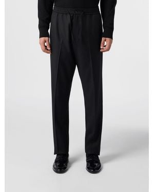 Philipp Plein Wool Blend Tailored Trousers With Elasticated Drawstring Waist - Black