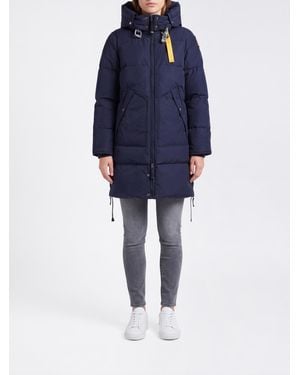 Parajumpers Long Quilted Nylon Down Jacket With Hood And High Neck - Blue
