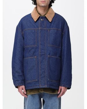 Ami Paris Dark Denim Jacket With Corduroy Collar - Blau