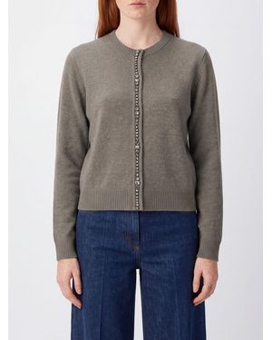 Fabiana Filippi Wool And Silk Blend Cardigan With Crystal Embellishment - Grey