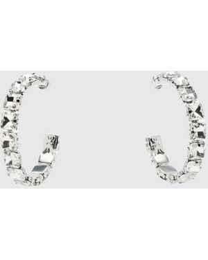 Patrizia Pepe Brass Earrings With Crystals - Grey