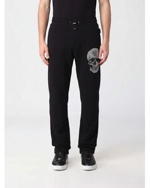 Philipp Plein Pantalón De Jogging De Jersey Con Estampado De Calavera Y Logo De Strass - Negro