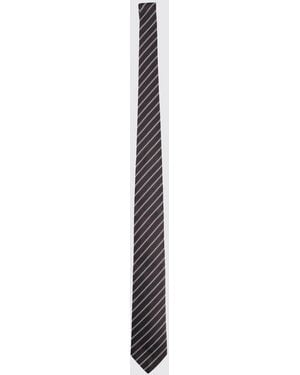 Giorgio Armani Jacquard Striped Silk Tie - White