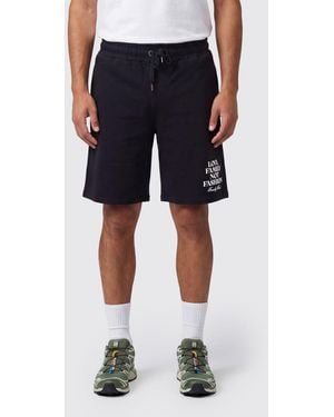 FAMILY FIRST Cotton Jogging Shorts With Slogan - Blue