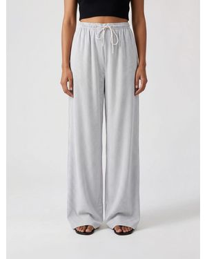 Emporio Armani Striped Crêpe Wide Trousers - Natural