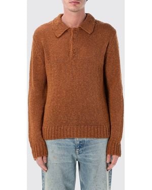 sunflower Cotton And Linen Knit Polo Shirt - Orange