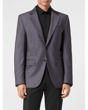 Philipp Plein Single-Breasted Wool Blend Blazer With Peak Lapels - Grey