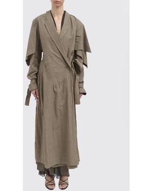 Yehuafan Cotton Asymmetric Trench Coat - Natural
