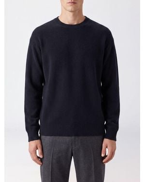 Laneus Cashmere And Silk Crewneck Sweater With Dropped Shoulders - Blue