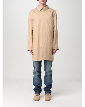 A.P.C. Single Breasted Cotton Trench Coat - Natural