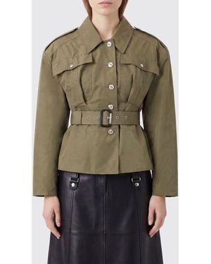 McQueen Belted Cotton-Blend Shirt Jacket With Epaulettes And Patch Pockets - Green