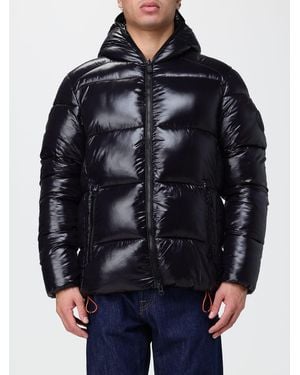 Save The Duck Short Quilted Nylon Puffer Jacket With Hood And Zip Closure - Blue