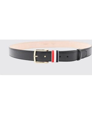 Thom Browne Rwb Grained Leather Belt - White