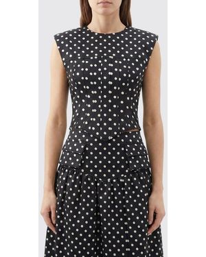 Ganni Polka-Dot Recycled Fabric Bustier Top - Black