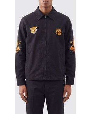 Y's Yohji Yamamoto For X Masses Cotton Shirt Jacket With Graphic Print And Zip Closure - Blue
