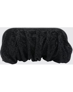Benedetta Bruzziches Venus Draped Mini Bag With Rhinestones And Removable Strap - Black